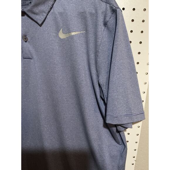 Nike Golf Dri-FIT Polo Shirt Men’s Large Blue White Stripe Standard Fit - Picture 6 of 7